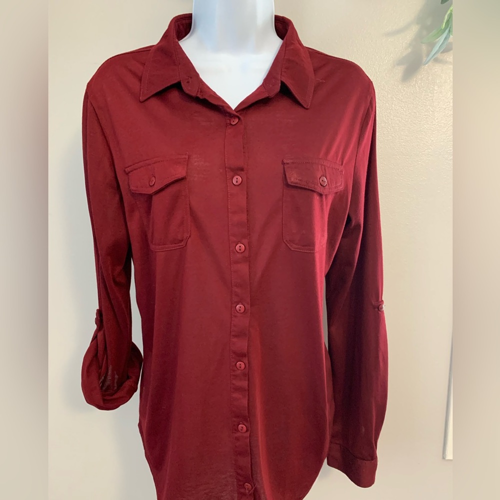 Passport Burgundy Button Down Shirt
